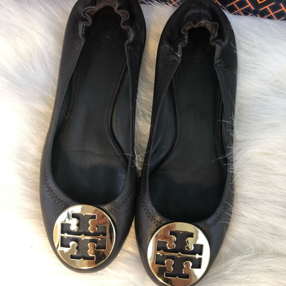 Tory Burch Shoes - Tory Burch brown with gold logo flats 8.5